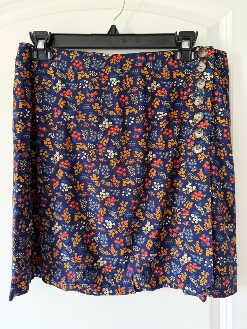 Madewell Navy Fairy Floral Boho Mini Skirt with Side Buttons